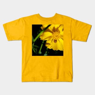 Orange Asian Lady Beetle Yellow Cosmos Kids T-Shirt